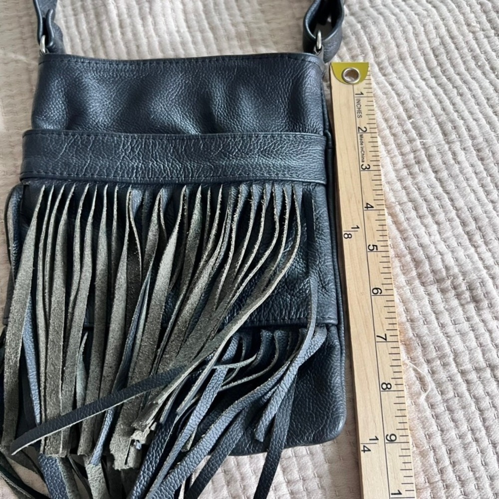 Fringe Crossbody Bag Women Small Black Leather Boho Western Festival Gothic - Picture 12 of 14